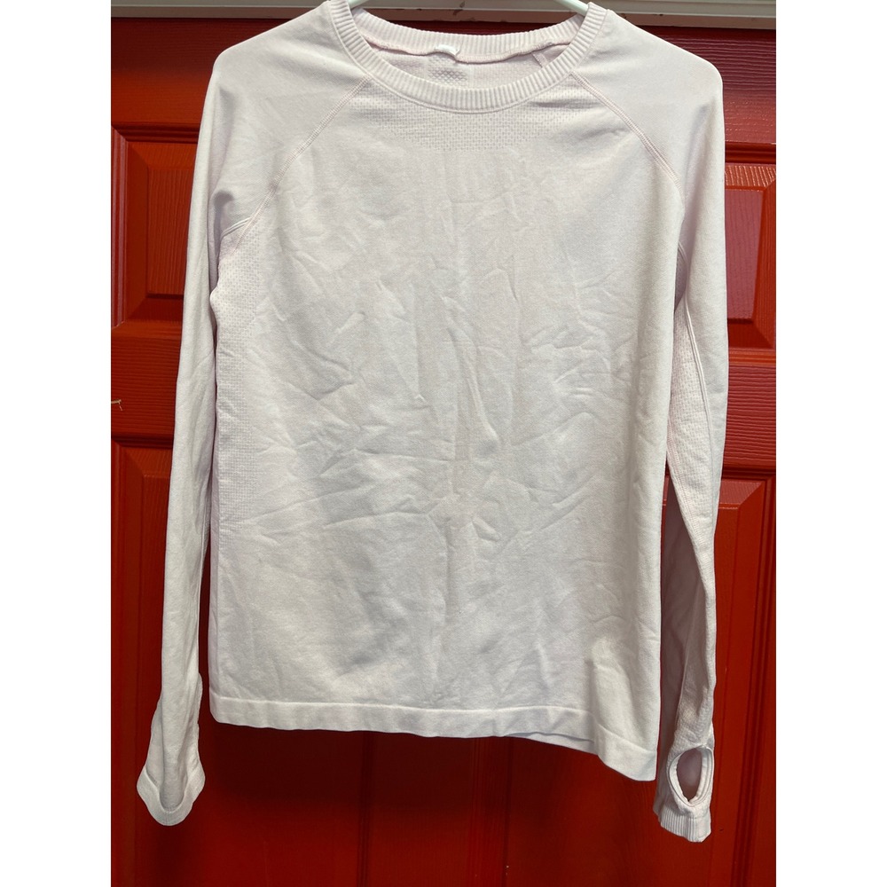 Athleta Swiftly Tech Long Sleeve Shirt Pink Mesh Venting Thumbholes Womens